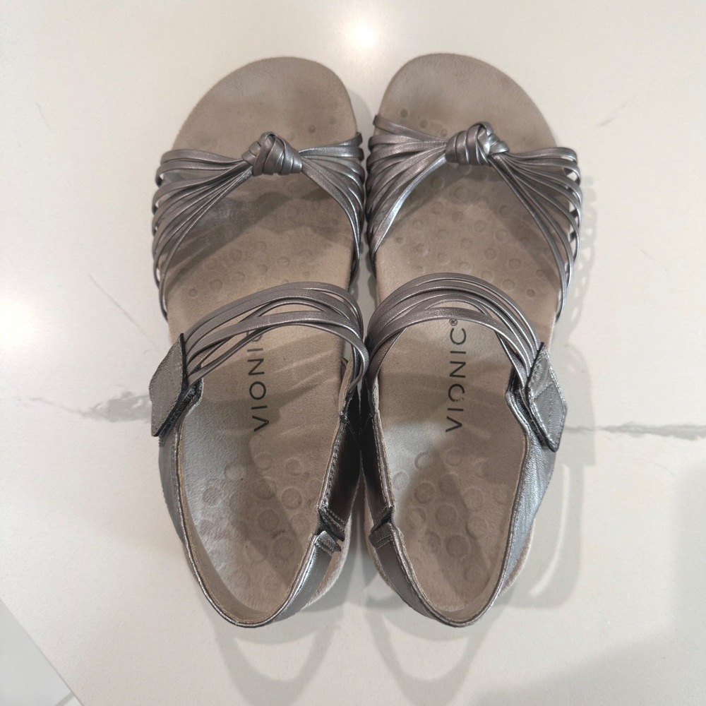 Vionic Talulah Metallic Silver Strappy Knot Comfort Sandals Women's Size‎ 7 - Picture 6 of 11